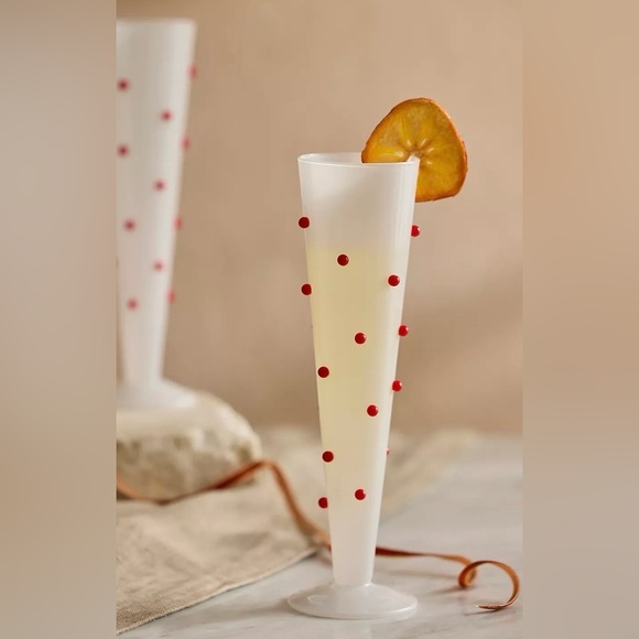 Set 2 Anthropologie Confetti Champagne Flutes - Blue or Red (Your Choice) - NEW - Picture 2 of 4